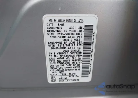 2008 Nissan Rogue S from USA, damaged, VIN JN8AS58V08W144835